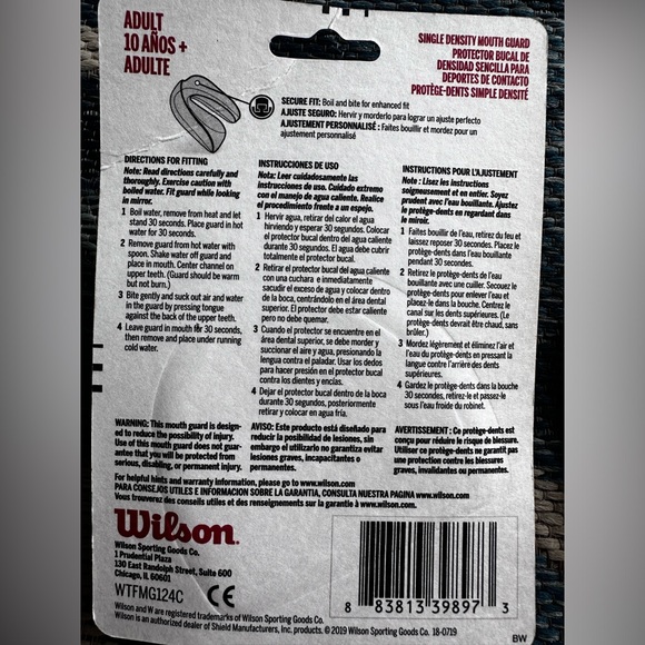 Wilson Single Dentistry Adult Clear Mouth Guard BPA Free Made In The USA NWT - Picture 2 of 3
